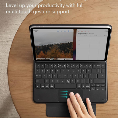 [Užsakomoji prekė] Dėklas iPad Air 4 / 5 (2020/2022) / iPad Pro 11 (2018 / 2020 / 2021 / 2022) - ESR Rebound Magnetic Keyboard - Juodas 7