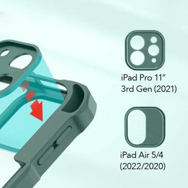 [Užsakomoji prekė] Dėklas iPad Pro 11" 2021 / iPad Air 4 / 5 (2020/2022) - ESR Rebound Hybrid Pro - Forest Žalias 1