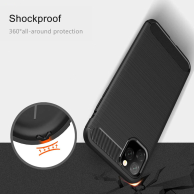 [Užsakomoji prekė] Dėklas skirtas iPhone 11 Pro Max - Techsuit Carbon Silicone - Juodas  5