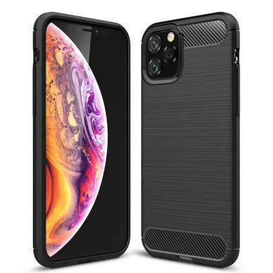 [Užsakomoji prekė] Dėklas skirtas iPhone 11 Pro Max - Techsuit Carbon Silicone - Juodas