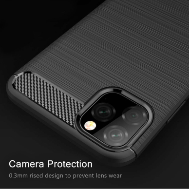 [Užsakomoji prekė] Dėklas skirtas iPhone 11 Pro - Techsuit Carbon Silicone - Juodas  1