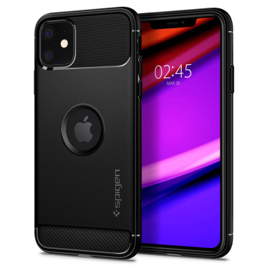 [Užsakomoji prekė] Dėklas skirtas iPhone 11 - Spigen Rugged Armor - Juodas