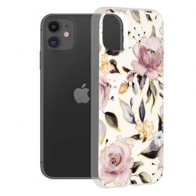 [Užsakomoji prekė] Dėklas skirtas iPhone 11 - Techsuit Marble Series - Chloe Baltas