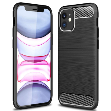 [Užsakomoji prekė] Dėklas skirtas iPhone 12 / 12 Pro - Techsuit Carbon Silicone - Juodas