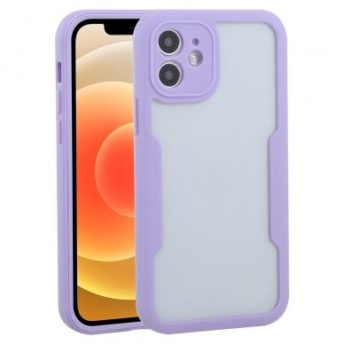 [Užsakomoji prekė] Dėklas iPhone 12 + Folie - Techsuit ColorVerse 360 Series - Purpurinis