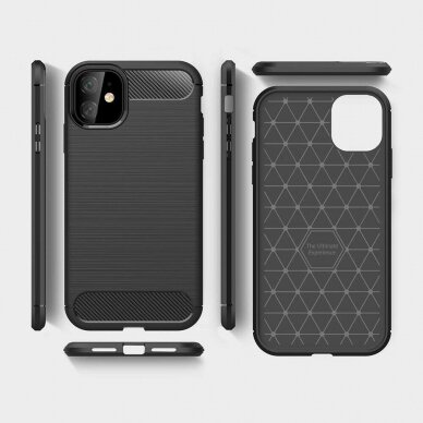 [Užsakomoji prekė] Dėklas skirtas iPhone 12 mini - Techsuit Carbon Silicone - Juodas  5