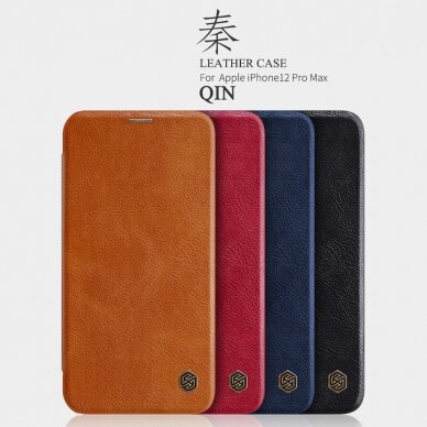 [Užsakomoji prekė] Dėklas skirtas iPhone 12 Pro Max - Nillkin QIN Leather Case - Rudas  4