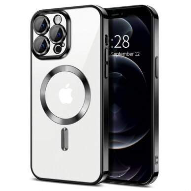 [Užsakomoji prekė] Dėklas iPhone 12 Pro Max - Techsuit Luxury Crystal MagSafe - Juodas