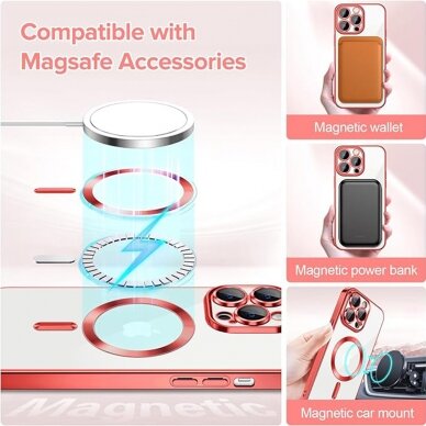 [Užsakomoji prekė] Dėklas iPhone 12 Pro Max - Techsuit Luxury Crystal MagSafe - Raudonas 4