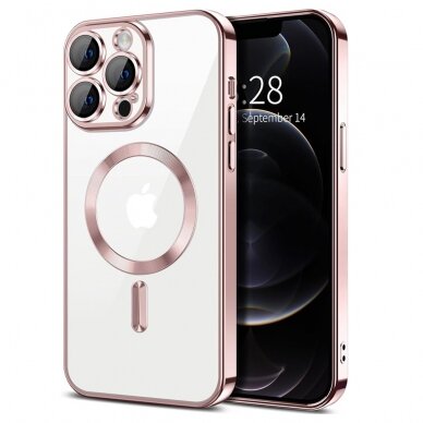 [Užsakomoji prekė] Dėklas iPhone 12 Pro - Techsuit Luxury Crystal MagSafe - rožinis