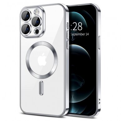 [Užsakomoji prekė] Dėklas iPhone 12 Pro - Techsuit Luxury Crystal MagSafe - sidabrinis