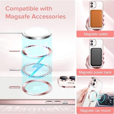 [Užsakomoji prekė] Dėklas iPhone 12 - Techsuit Luxury Crystal MagSafe - rožinis 4