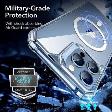 [Užsakomoji prekė] Dėklas skirtas iPhone 13 Pro - ESR Air Armor HaloLock - permatomas  2