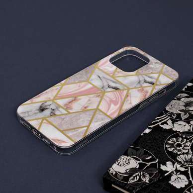 [Užsakomoji prekė] Dėklas skirtas iPhone 13 Pro Max - Techsuit Marble Series - Rožinis Hex  3