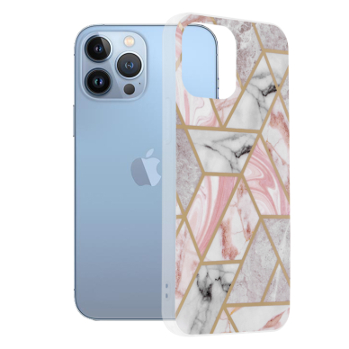 [Užsakomoji prekė] Dėklas skirtas iPhone 13 Pro Max - Techsuit Marble Series - Rožinis Hex