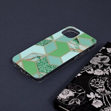 [Užsakomoji prekė] Dėklas skirtas iPhone 13 - Techsuit Marble Series - Žalias Hex  3