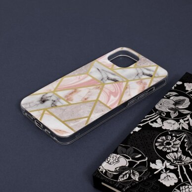 [Užsakomoji prekė] Dėklas skirtas iPhone 13 - Techsuit Marble Series - Rožinis Hex  3