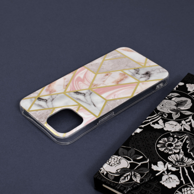 [Užsakomoji prekė] Dėklas skirtas iPhone 13 - Techsuit Marble Series - Rožinis Hex  4