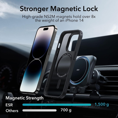 [Užsakomoji prekė] Dėklas iPhone 14 Pro - ESR Classic Hybrid HaloLock - Frosted Juodas 6