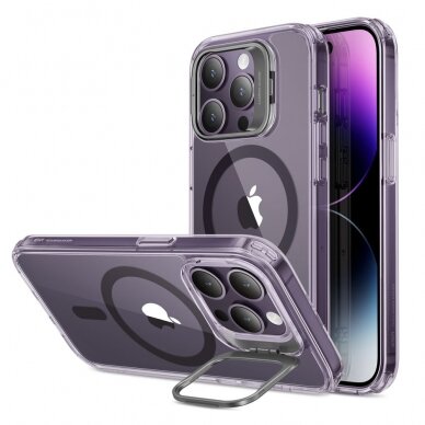 [Užsakomoji prekė] Dėklas skirtas iPhone 14 Pro - ESR Classic Kickstand HaloLock - permatomas Violetinis