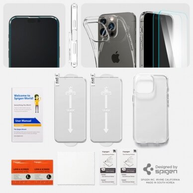 [Užsakomoji prekė] Dėklas skirtas iPhone 14 Pro Max + 2x Folie - Spigen Crystal Pack 360 - Crystal permatomas ZOW239 5