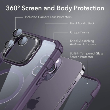 [Užsakomoji prekė] Dėklas iPhone 14 Pro Max + Folie - ESR Shock Armor Kickstand HaloLock - Skaidrus Purple 1