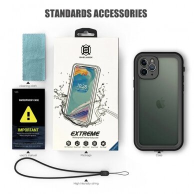 [Užsakomoji prekė] Dėklas iPhone 14 Pro Max - ShellBox Waterproof IP68 Case - Juodas 6