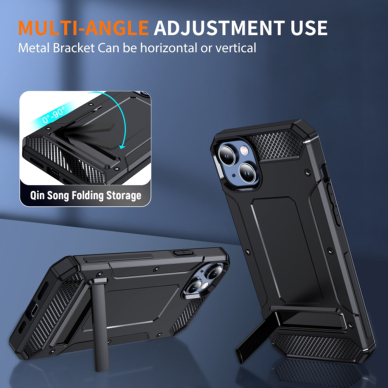 [Užsakomoji prekė] Dėklas iPhone 14 Pro Max - Techsuit Hybrid Armor Kickstand - Juodas 3