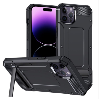 [Užsakomoji prekė] Dėklas iPhone 14 Pro Max - Techsuit Hybrid Armor Kickstand - Juodas