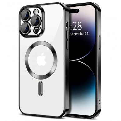 [Užsakomoji prekė] Dėklas iPhone 14 Pro Max - Techsuit Luxury Crystal MagSafe - Juodas