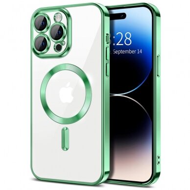 [Užsakomoji prekė] Dėklas iPhone 14 Pro Max - Techsuit Luxury Crystal MagSafe - Šviesiai žalias