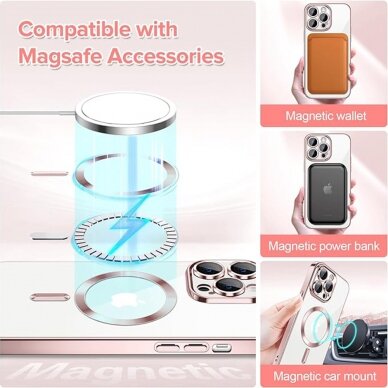 [Užsakomoji prekė] Dėklas iPhone 14 Pro Max - Techsuit Luxury Crystal MagSafe - rožinis 4