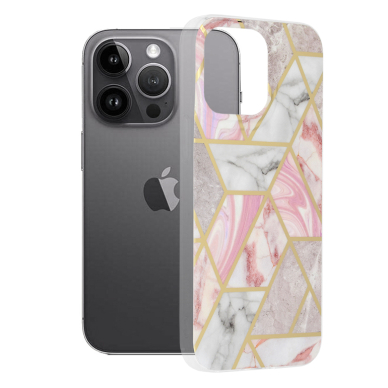 [Užsakomoji prekė] Dėklas skirtas iPhone 14 Pro Max - Techsuit Marble Series - Rožinis Hex