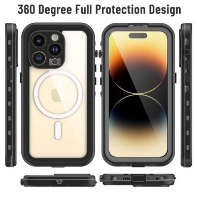 [Užsakomoji prekė] Dėklas iPhone 14 Pro - ShellBox Waterproof IP68 Case - Juodas 1