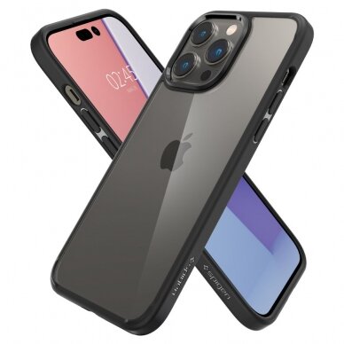 [Užsakomoji prekė] Dėklas skirtas iPhone 14 Pro - Spigen Ultra Hybrid - Matte Juodas  3