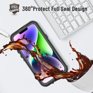 [Užsakomoji prekė] Dėklas iPhone 14 - ShellBox Waterproof IP68 Case - Juodas 4