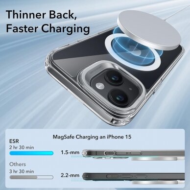 [Užsakomoji prekė] Dėklas iPhone 15 - ESR Classic Hybrid HaloLock Kickstand - Skaidrus 5