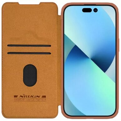 [Užsakomoji prekė] Dėklas iPhone 15 - Nillkin QIN Pro Leather Case - Brown 1