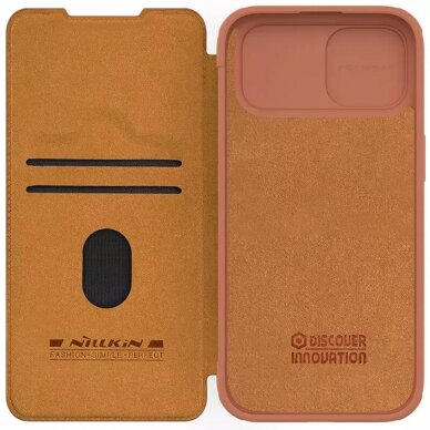 [Užsakomoji prekė] Dėklas iPhone 15 - Nillkin QIN Pro Leather Case - Brown 5