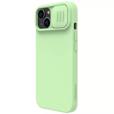 [Užsakomoji prekė] Dėklas iPhone 15 Plus - Nillkin CamShield Silky MagSafe Silicone - Mint Žalias 3