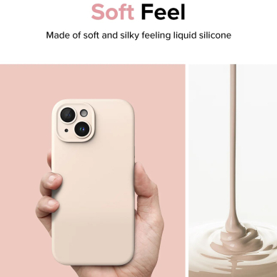 [Užsakomoji prekė] Dėklas iPhone 15 Plus - Ringke Silicone Magnetic - Rožinis Sand 3