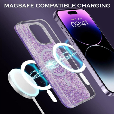 [Užsakomoji prekė] Dėklas iPhone 15 Plus - Techsuit Sparkly Glitter MagSafe - mėlynas 2