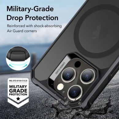 Akcija! [Užsakomoji prekė] Dėklas iPhone 15 Pro - ESR Air Armor HaloLock - Frosted Juodas  3