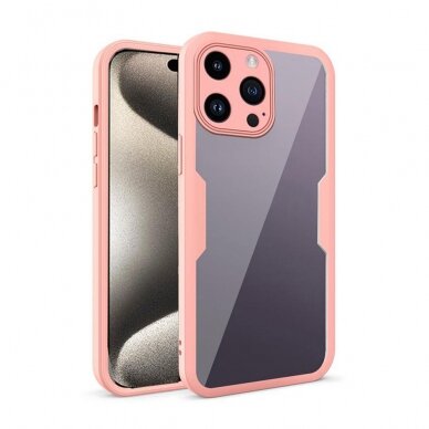 [Užsakomoji prekė] Dėklas iPhone 15 Pro + Folie - Techsuit ColorVerse 360 Series - rožinis