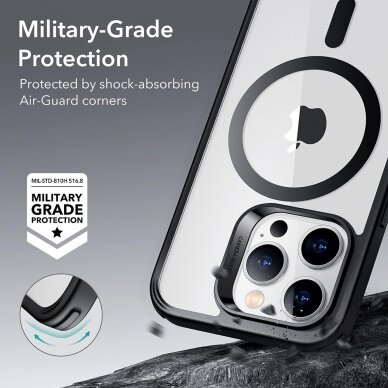 [Užsakomoji prekė] Dėklas iPhone 15 Pro Max - ESR Classic Hybrid HaloLock - Permatomas Grey 3