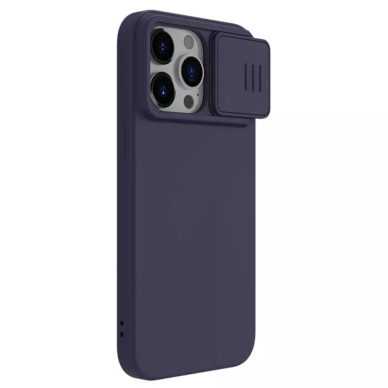 [Užsakomoji prekė] Dėklas iPhone 15 Pro Max - Nillkin CamShield Silky MagSafe Silicone - Dark Night Purple 4