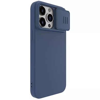 [Užsakomoji prekė] Dėklas iPhone 15 Pro Max - Nillkin CamShield Silky MagSafe Silicone - Midnight Mėlynas 5