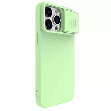 [Užsakomoji prekė] Dėklas iPhone 15 Pro Max - Nillkin CamShield Silky MagSafe Silicone - Mint Žalias 4