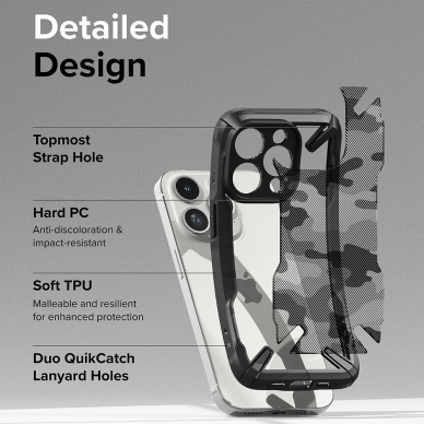 [Užsakomoji prekė] Dėklas iPhone 15 Pro Max - Ringke Fusion X Design - Camo Juodas 4