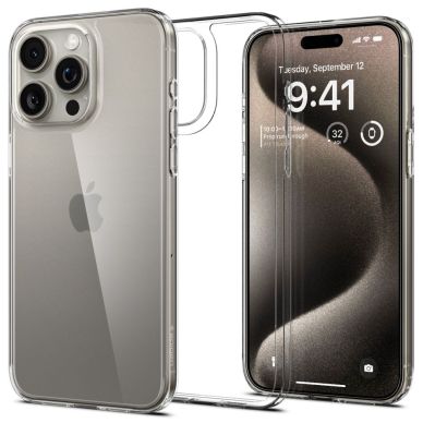 [Užsakomoji prekė] Dėklas iPhone 15 Pro Max - Spigen Air Skin Hybrid - Crystal Skaidrus